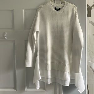 NWT Simply Vera Vera Wang White Sweater with Handkerchief Hemline